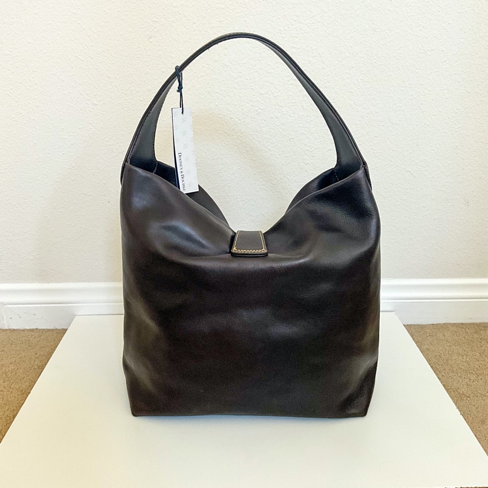 ✨NEW✨Dooney & Bourke FLORENTINE Leather LOGO LOCK Hobo Shoulder - BROWN TMORO - Picture 5 of 13